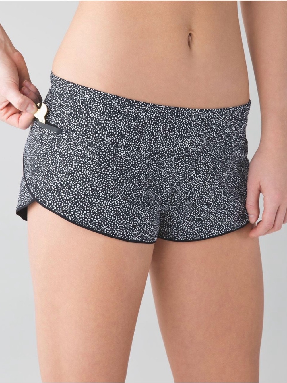 lululemon athletica Black with White Microdot Running Shorts